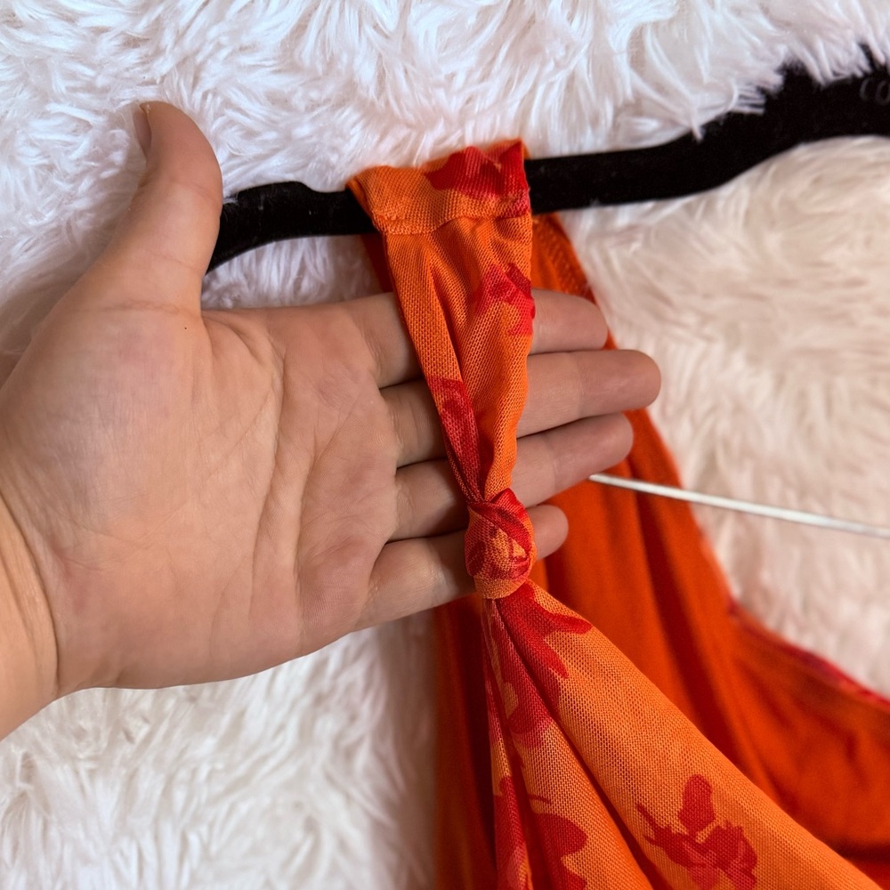 Orange Floral Knot Dress